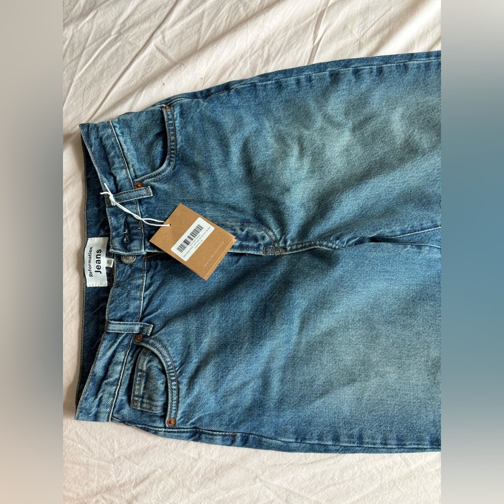 Reformation Women's Mid-Blue Straight Jeans